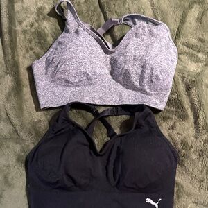 Puma Women's Gray and Black Sports Bras